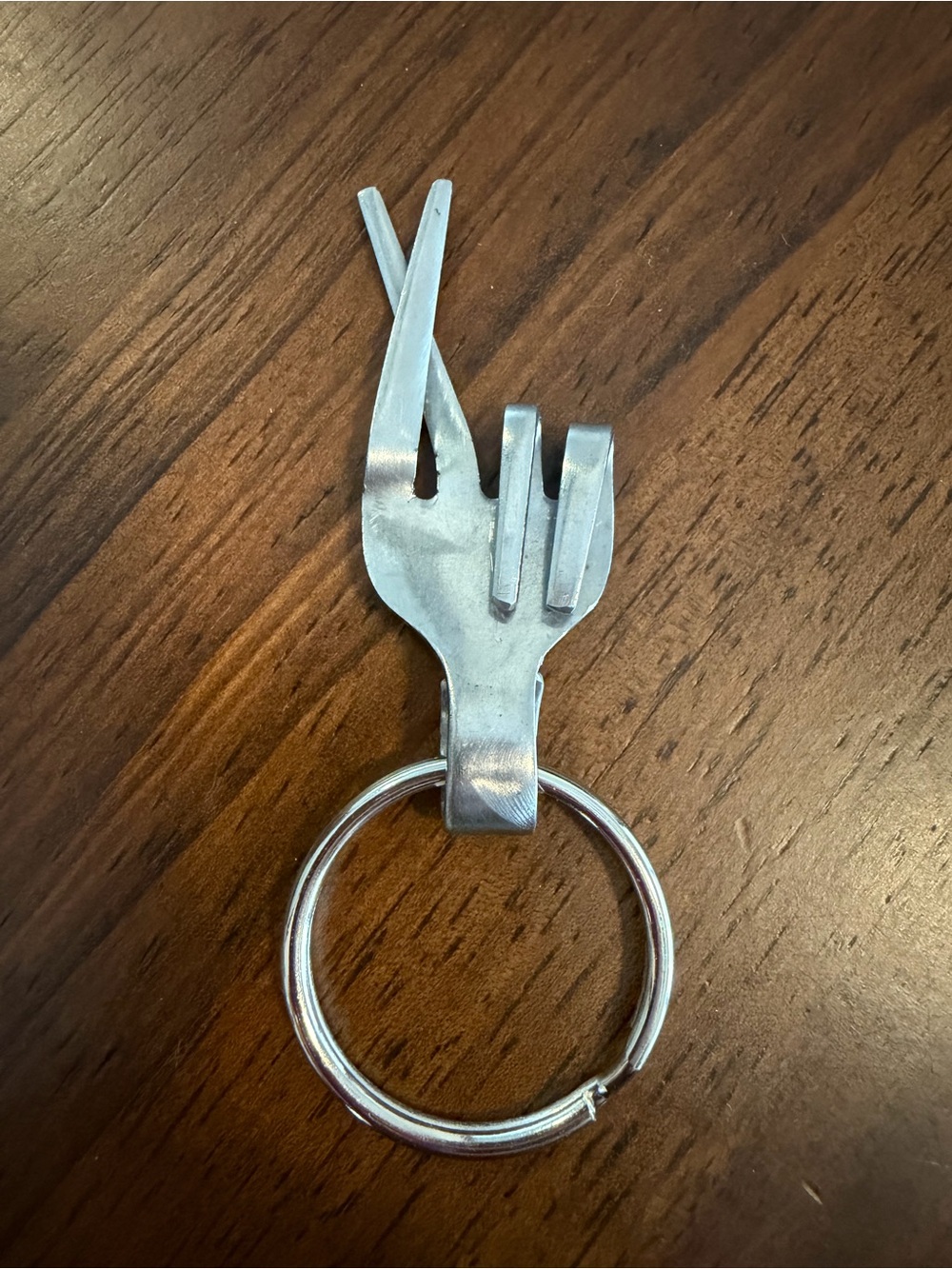 Stainless Fork Fingers Crossed Keychain